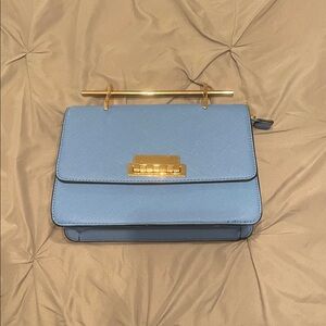 Chic Blue Bag with Gold Hardware